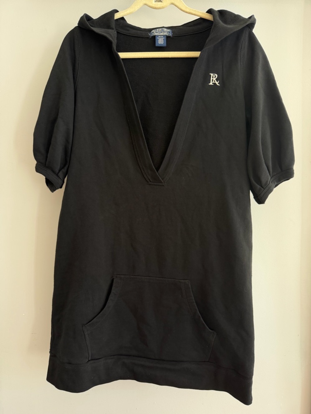 Polo Ralph Lauren Black Short Sleeve Hooded Sweatshirt Coverup with RL Logo